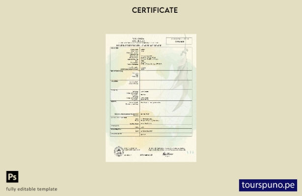 listo para imprimir plantilla PSD del certificado de defunción de Australia Vict